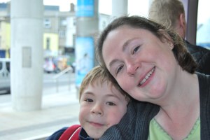 Maggie Carchrie and Rory on the Luas in Dublin