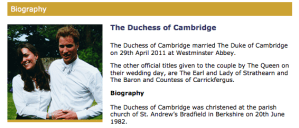 Mistake on Clarence House website regarding titles of TRH The Duke & Duchess of Cambridge