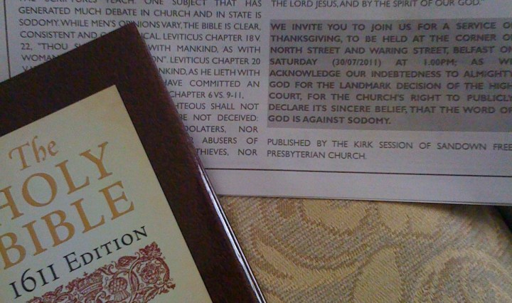 Photo of advertisement in Belfast News against Sodomy
