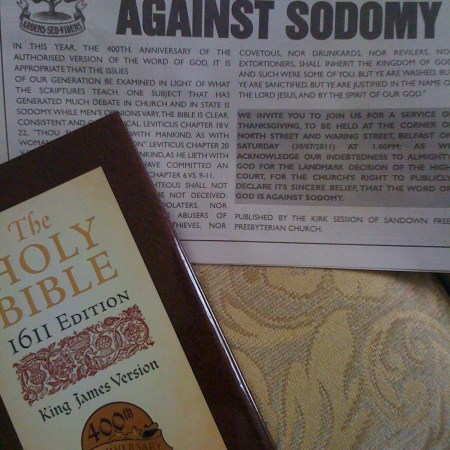 Photo of advertisement in Belfast News against Sodomy