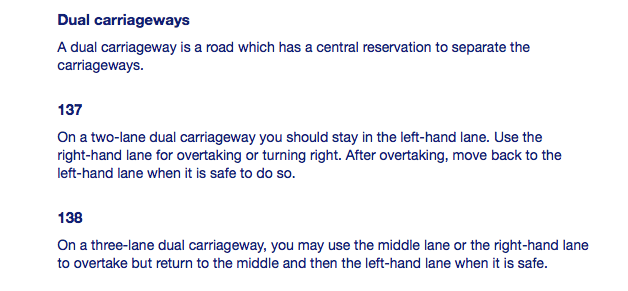 Highway Code for Northern Ireland Sections 137 & 138