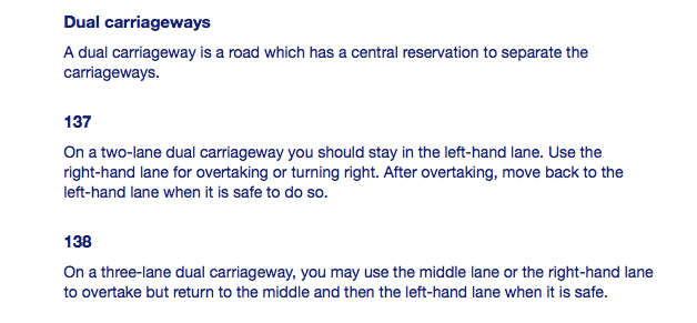 Highway Code for Northern Ireland Sections 137 & 138