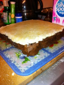 Christmas Cake of M E Campbell with marzipan but no icing. Picture: © Mícheál Mac Caillein