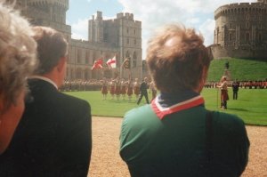 A photograph of the Colour Party at the National Scout Parade, Windsor Castle, 1998