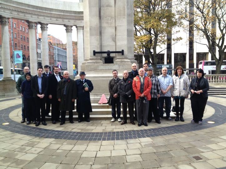 Those present when a pink triangle wreath was laid at the Cenotaph, Belfast.