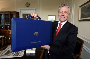 DUP Leader Peter Robinson after being reelected as First Minister in his office at Stormont Thursday 12th May 2011.. PA:Paul Faith. Used under Creative Commons Licence. 