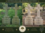 Passionist Sisters’ Memorials at Stoney Royd Cemetery before and after careful cleaning.